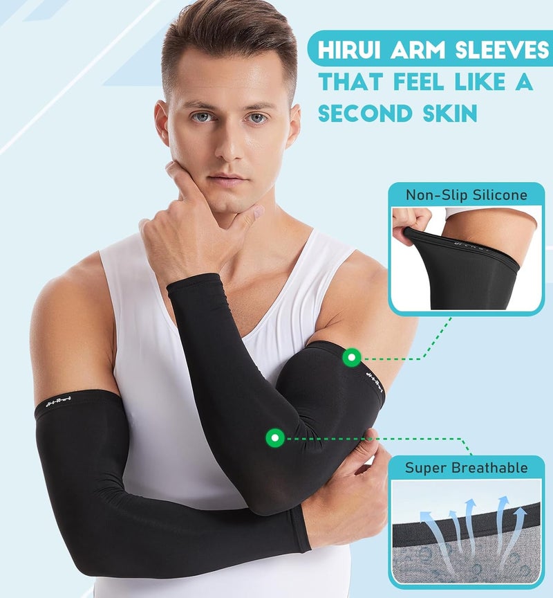 HiRui Arm Compression Sleeves for Men Women Youth, UV Protection 20-30mmHG Support Tattoo Cover, Breathable Moisture-Wicking - Image 2